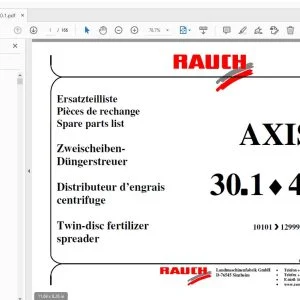 Rauch Axis 30.1 40.1 Twin-disc fertilizer spreader Parts Manual - PDF DOWNLOAD