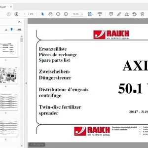 Rauch Axis 50.1 W Twin-disc fertilizer spreader Parts Manual - PDF DOWNLOAD