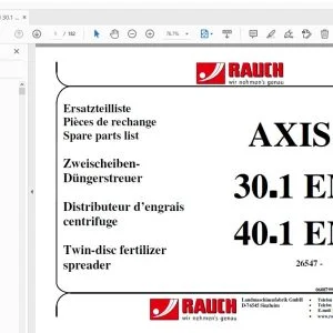Rauch Axis-H 30.1 EMC 40.1 EMC Twin-disc fertilizer spreader Parts Manual - PDF