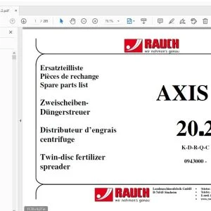 Rauch Axis M 20.2 Twin-disc fertilizer spreader Parts Manual - PDF DOWNLOAD