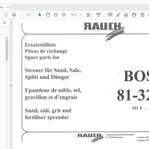 Rauch BOS 81-321 Sand, salt, grit & fertiliser spreader Parts Manual - PDF