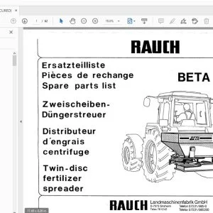 Rauch Beta Twin-disc fertilizer spreader Parts Manual - PDF DOWNLOAD