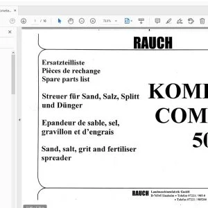 Rauch Komet 50 Comete 50 Sand, salt, grit & fertiliser spreader Parts Manual - PDF