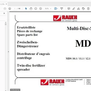 Rauch MDS 10.1/11.1/12.1 Twin-disc fertilizer spreader Parts Manual - PDF DOWNLOAD