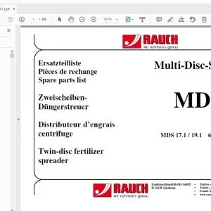 Rauch MDS 17.1/19.1 Twin-disc fertilizer spreader Parts Manual - PDF DOWNLOAD