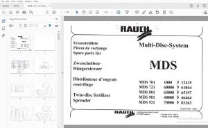Rauch MDS 701,721,801,901,921 Twin-disc fertilizer Spreader Parts Manual - PDF