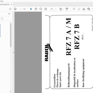 Rauch RFZ 7 A/M RFZ 7 B Parts Manual - PDF DOWNLOAD