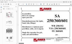 Rauch SA 250/360/601 Single disc spreader for grit, sand, salt & fertiliser Parts Manual - PDF