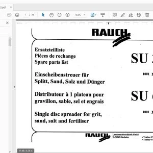 Rauch SU 352 SU 602 Single disc spreader for grit, sand, salt & fertiliser Parts Manual - PDF
