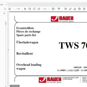 Rauch TWS 7000 Overhead loading wagon Parts Manual - PDF DOWNLOAD