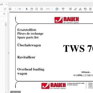 Rauch TWS 7010 Overhead loading wagon Parts Manual - PDF DOWNLOAD