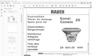 Rauch ZS 600-ZS 1000 Twin-disc fertilizer spreader Parts Manual - PDF DOWNLOAD