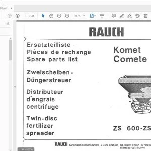 Rauch ZS 600-ZS 1000 Twin-disc fertilizer spreader Parts Manual - PDF DOWNLOAD