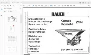Rauch ZS450N ZS1000N Twin-disc fertilizer spreader Parts Manual - PDF DOWNLOAD