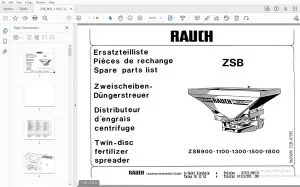Rauch ZSB Twin-disc fertilizer spreader Parts Manual - PDF DOWNLOAD