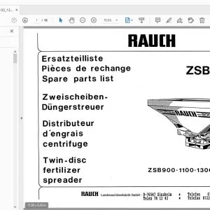 Rauch ZSB Twin-disc fertilizer spreader Parts Manual - PDF DOWNLOAD