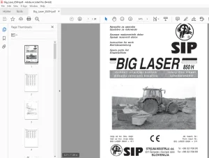 SIP Big Laser 850H Rotary Disc Mower Parts Manual PDF