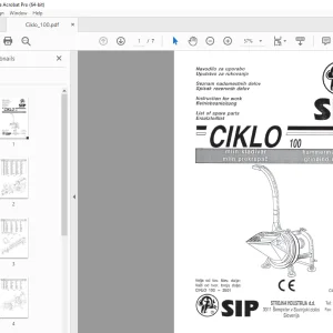 SIP Ciklo 100 Grindind mill Parts Manual - PDF DOWNLOAD