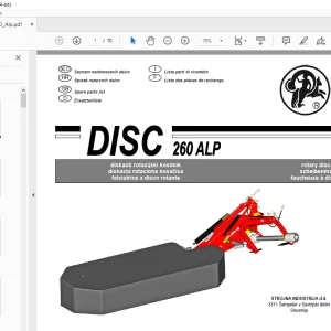 SIP DISC 260 ALP Rotary Disc Mower Parts Manual - PDF DOWNLOAD