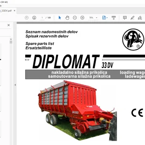 SIP Diplomat 33DV Loading Wagon Parts Manual - PDF DOWNLOAD