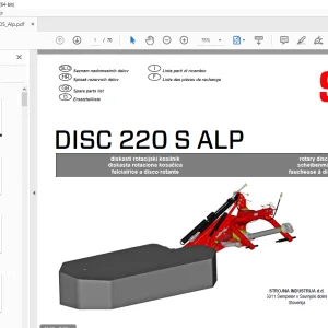 SIP Disc 220S Alp Rotary Disc Mower Parts Manual - PDF DOWNLOAD