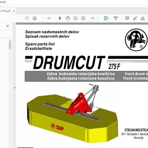 SIP Drumcut 275F Front Drum Mower Parts Manual - PDF DOWNLOAD