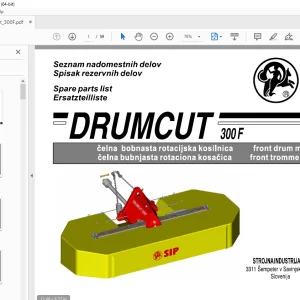 SIP Drumcut 300F Front Drum Mower Parts Manual PDF