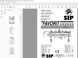 SIP Favorit 165 180 200 220 204 224 Parts Manual - PDF DOWNLOAD