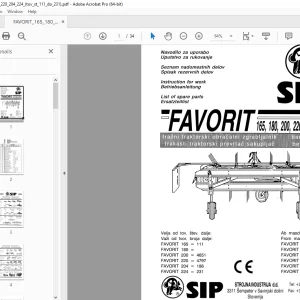 SIP Favorit 165 180 200 220 204 224 Parts Manual - PDF DOWNLOAD
