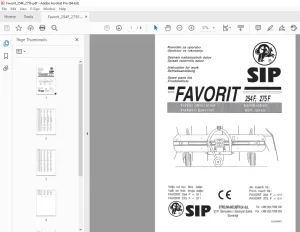 SIP Favorit 254F 275F Belt Rakes Parts Manual PDF