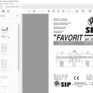 SIP Favorit 254F 275F Belt Rakes Parts Manual PDF