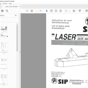 SIP Laser 220DF 260DF Front Disk Mower Parts Manual - PDF DOWNLOAD
