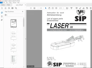 SIP Laser 300 Rotary Disc Mower Parts Manual - PDF DOWNLOAD