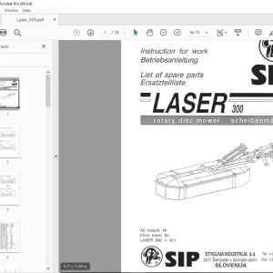 SIP Laser 300 Rotary Disc Mower Parts Manual - PDF DOWNLOAD