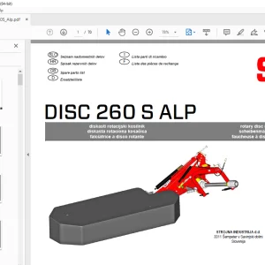 SIP Laser Disc 260S Alp Rotary Disc Mower Parts Manual - PDF DOWNLOAD