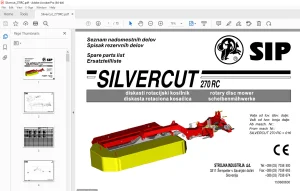 SIP Silvercut 270RC Rotary Disc Mower Parts Manual PDF