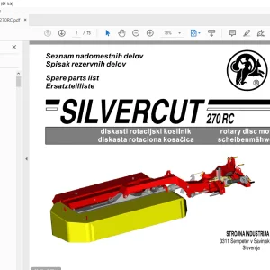 SIP Silvercut 270RC Rotary Disc Mower Parts Manual PDF
