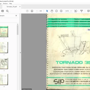 SIP Tornado 35 ENOVRSTNI TRAKTORSKI KOMBI OBIRALNIK ZA KORUZO PDF