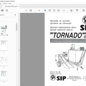 SIP Tornado 40 EOL enovrstni vlečeni obiralnik koruze v storžu z ventilatorjem PDF