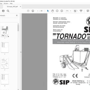 SIP Tornado 40E enovrstni vlečeni obiralnik koruze v storžu PDF