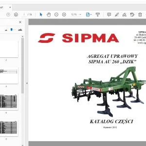 SIPMA AU 260 DZIK AGREGAT UPRAWOWY KATALOG CZĘŚCI - PDF