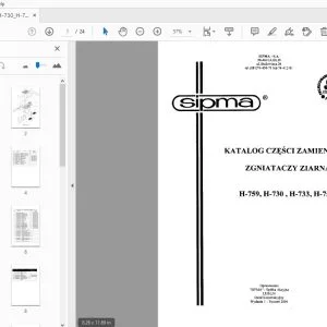 SIPMA H-759, H-730 , H-733, H-752 ZGNIATACZY ZIARNA KATALOG CZESCI ZAMIENNYCH - PDF