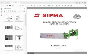 SIPMA KD 2400 PRERIA KOSIARKA DYSKOWA DOLNONAPĘDOWA KATALOG CZĘŚCI - PDF DOWNLOAD