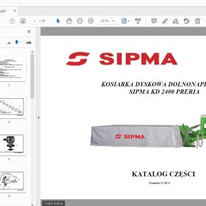 SIPMA KD 2400 PRERIA KOSIARKA DYSKOWA DOLNONAPĘDOWA KATALOG CZĘŚCI - PDF DOWNLOAD