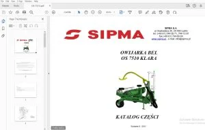 SIPMA OS 7510 KLARA OWIJARKA BEL KATALOG CZĘŚCI - PDF DOWNLOAD