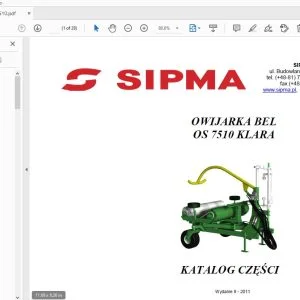 SIPMA OS 7510 KLARA OWIJARKA BEL KATALOG CZĘŚCI - PDF DOWNLOAD