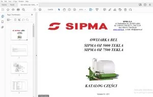 SIPMA OZ 5000 TEKLA,7500 TEKLA OWIJARKA BEL KATALOG CZĘŚCI - PDF