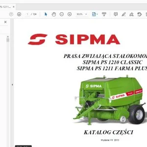 SIPMA PS 1210 CLASSIC, PS 1211 FARMA PLUS PRASA ZWIJAJĄCA STAŁOKOMOROWA KATALOG CZĘŚCI - PDF