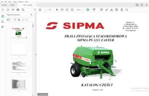 SIPMA PS 1213 FASTER PRASA ZWIJAJĄCA STAŁOKOMOROWA KATALOG CZĘŚCI - PDF DOWNLOAD