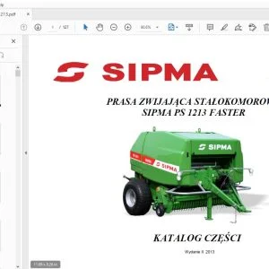 SIPMA PS 1213 FASTER PRASA ZWIJAJĄCA STAŁOKOMOROWA KATALOG CZĘŚCI - PDF DOWNLOAD